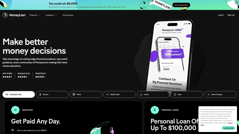 MoneyLion: Personal Finance | Money App for Personal Loan Offers Cash Advance, and more