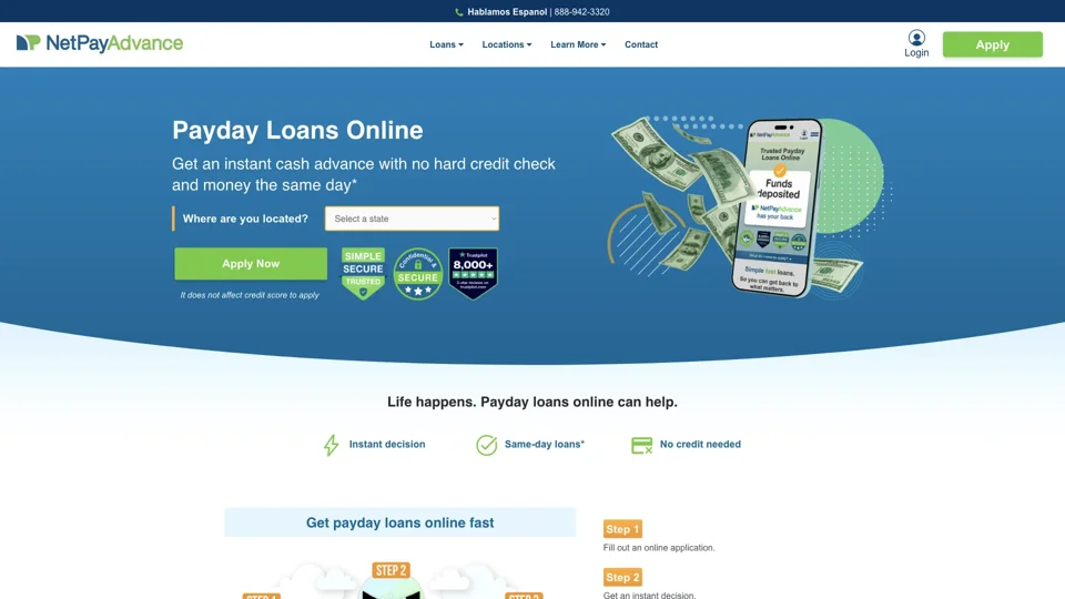 Payday Loans Online | Instant Cash Advance | Net Pay Advance